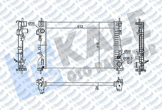 KALE 363055 Radyator Alfa Romeo Giulietta (940) 1.4 Tb 10> Ac (Mt) [Mekanik] [612x416x24]